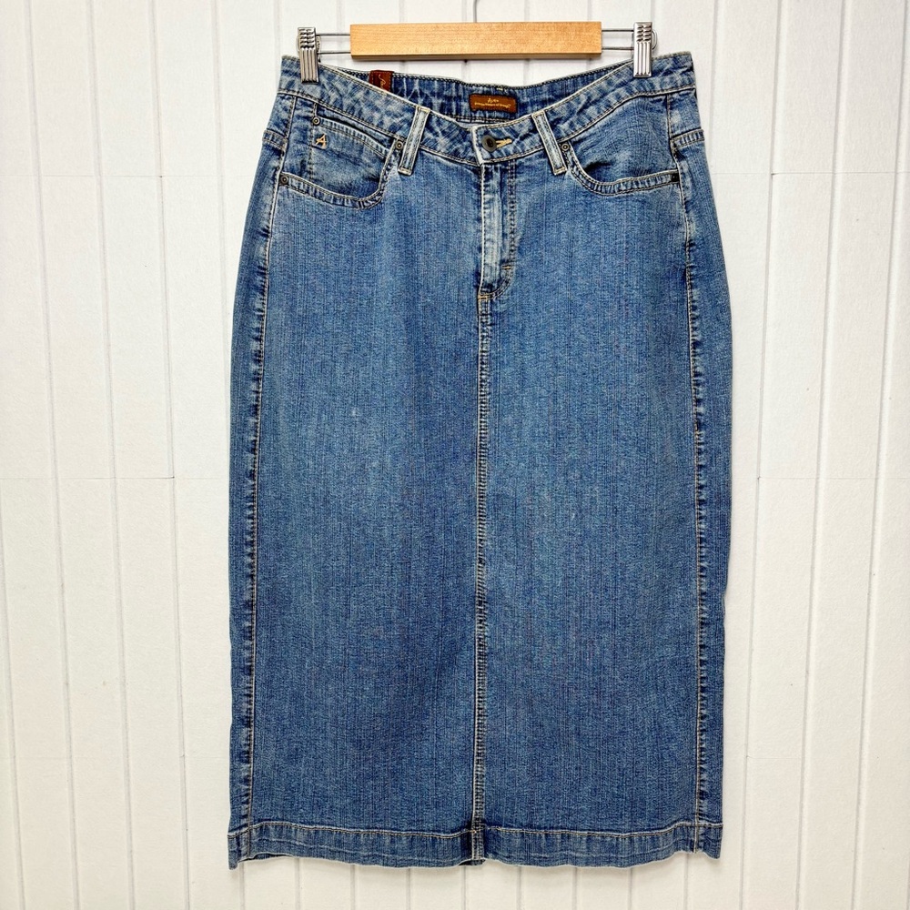 Wrangler Vintage Aura Blue Jeans with Brown Label Denim Pencil Skirt Size 12